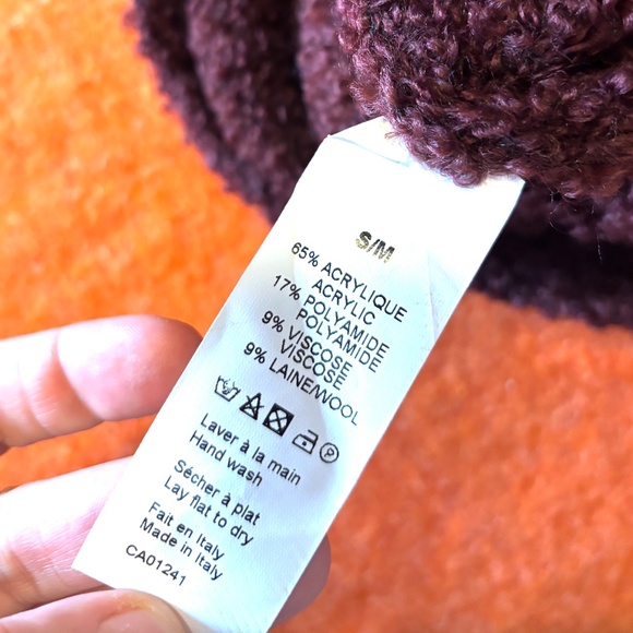 Burgundy touch of wool boucle long sleeves nightshirt lounge dress made in Italy - Picture 9 of 11